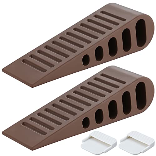 JQK Rubber Door Stopper Wedge, Bronze 2 Pack Soft TPR Premium Door Stops for Bottom of Heavy Duty Door on Tile, Concrete, Carpet, Wooden Floor, DSB61-ORB-P2 - color: Bronze