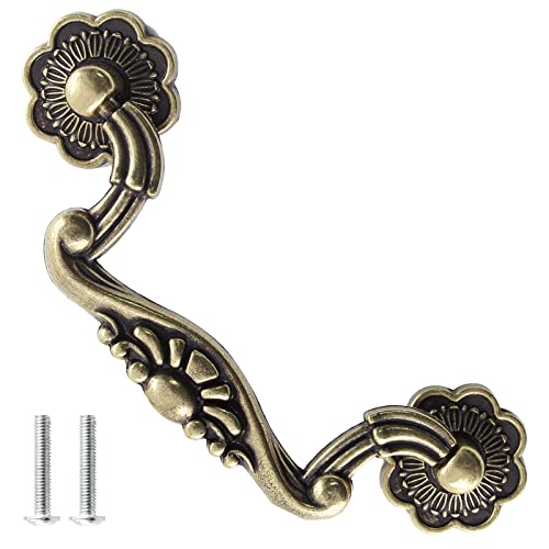 Uenhoy 6 Pcs 3.75 Inch Vintage Drop Bail Drawer Pulls Bail Handle Drop Pulls Antique Bronze Cabinet Pull Handles (3.75" Hole Spacing, 4.5" Total Length) - size: 3.75 Inch Hole Spacing