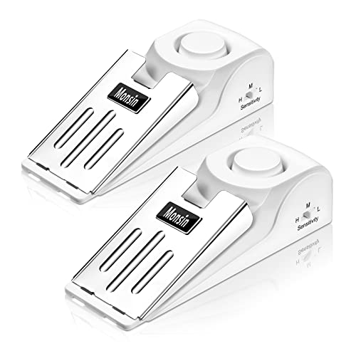 Door Stop Alarm, Door Stopper with 120DB Security Alarm, Floor Wedge Doorstop for Travel Apartment Home House (Pack of 2) - color: White, size: 2 Pack