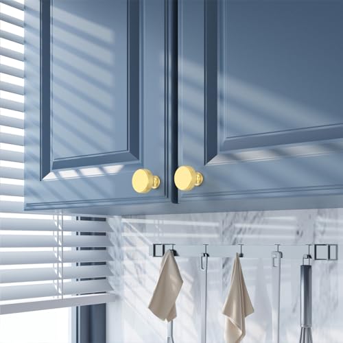 Amerdeco 10 Pack Brushed Gold Knurled Cabinet Knobs Kitchen Cabinet Handles for Drawer, Cupboard and Wardrobe ZH0036 - color: Brushed Gold
