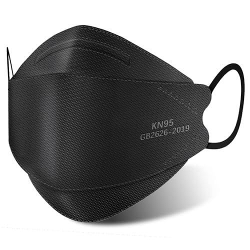 akgk KN95 Face Masks 50 Pack for Adults, 5-Ply Black Disposable Face Mask Against PM 2.5 Smoke and Dust - color: Adult-black