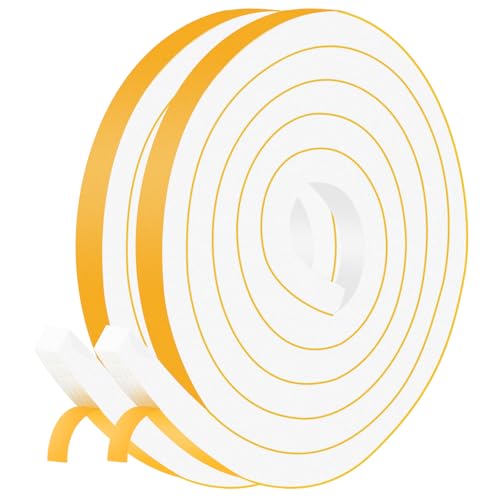 White Weather Stripping 1/2 in x 1/2 in Thick High Density Foam Insulation Tape,Strong Adhesive,Soundproofing,Use for Sliding Door,Door Frames,Windows,Total 13Ft - color: White, size: 1/2 in x 1/2 in x 13 Ft