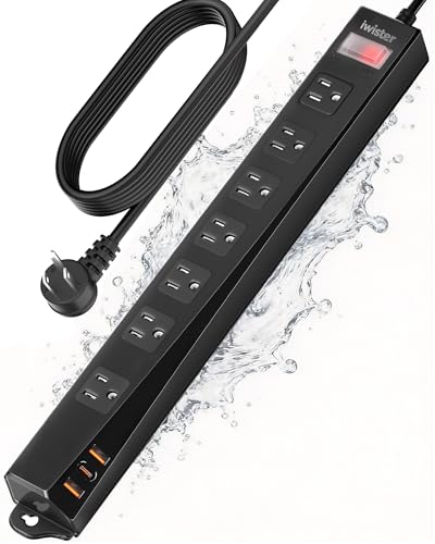 Outdoor Power Strip Weatherproof IPX6,1625W/13A 10 Ft Extension Cord with Multiple Outlets,7 AC & 3 USB, Wall Mount for Camping,Poolside,Garden,Workshop - size: 10FT
