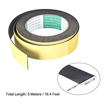 uxcell Sealing Foam Tape 30mm Wide 1mm Thick 5m/16.4ft Long, Self Adhesive Weather Strip for Window Door Insulation - size: 30mmx1mmx5m