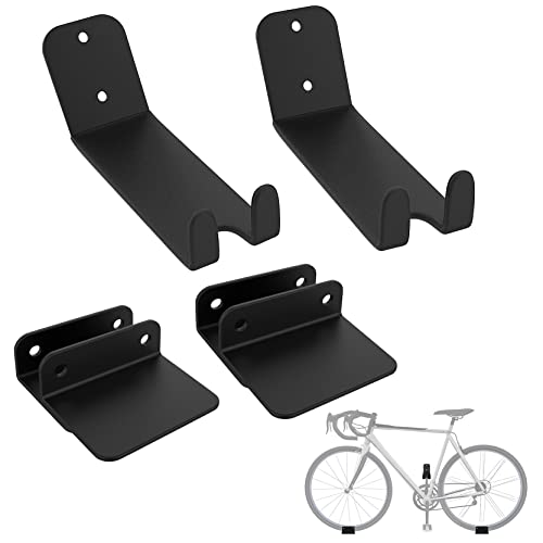 WALMANN 2 Pack Bike Pedal Hanger Wall Mount, Heavy Duty Horizontal Bike Rack for Garage Wall, Bike Display Stand for Home Holds Up to 70 LBS - color: Black-2 Pack