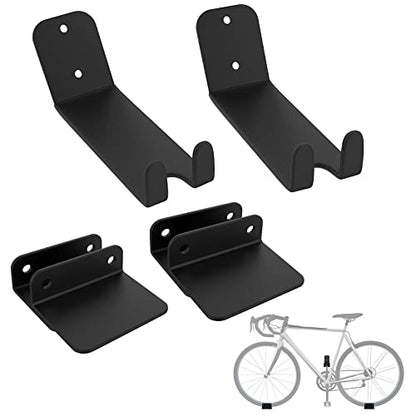 WALMANN 2 Pack Bike Pedal Hanger Wall Mount, Heavy Duty Horizontal Bike Rack for Garage Wall, Bike Display Stand for Home Holds Up to 70 LBS - color: Black-2 Pack