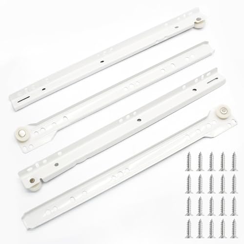 Litoexpe 1 Pair 12 Inch Drawer Slides Kit with Screws, Bottom Mount Design Drawer Rails with Smooth-Gliding Nylon Wheels - size: 12 Inch