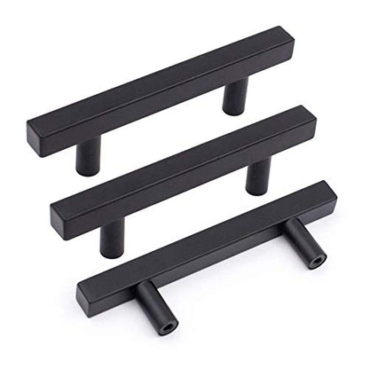 Goldenwarm 25 Pack Black Cabinet Handles 3"(76mm) Matte Black Cabinet Pulls T Bar Drawer Pulls for Kitchen Cupboard & Drawer Hardware - color: Black, size: 3 Inch Hole Center
