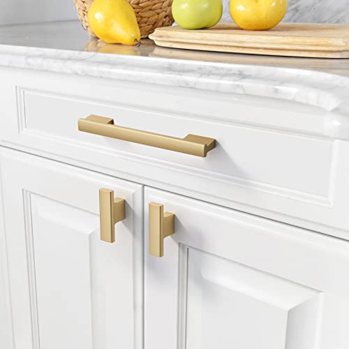 Asidrama 10 Pack Brushed Gold Kitchen Cabinet Knobs - Dresser & Drawer Knobs - Zinc Cabinet Hardware - color: Gold, style: 10 Pack
