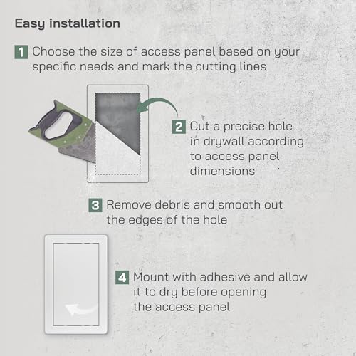 Vent Systems White ABS Plastic - Access Panel 6 x 10 Inch (Cut-Out) - Access Panel with Door for Drywall, Wall and Ceiling Electrical and Plumbing Service Wall Hole Cover - size: 6 X 10 Inch / 150 X 250 Mm