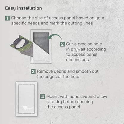 Vent Systems White ABS Plastic - Access Panel 6 x 10 Inch (Cut-Out) - Access Panel with Door for Drywall, Wall and Ceiling Electrical and Plumbing Service Wall Hole Cover - size: 6 X 10 Inch / 150 X 250 Mm