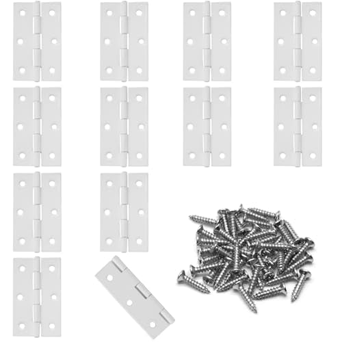 Murtenze 12 Pack 2.5 Inch Door Hinge, White Butt Hinge Ball Bearing Window Outdoor Hinges with Mounting Screws - color: White, size: 2.5 Inch
