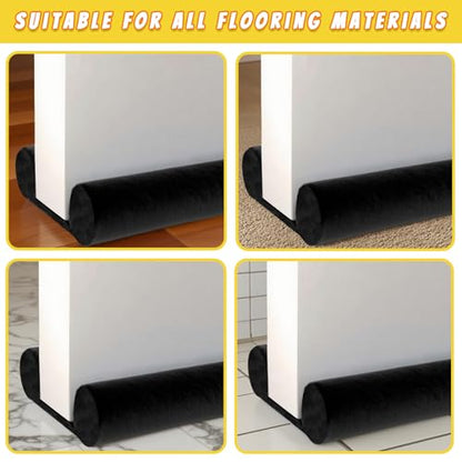 2Pack-Door Draft Stopper, 30'' to 36'' Adjustable Gap Filler, Double-Sided Windproof Seal, Easy Install to Block Noise, Cold Air, Light, Dust, and Drafts (Black) - color: 2pack(black)