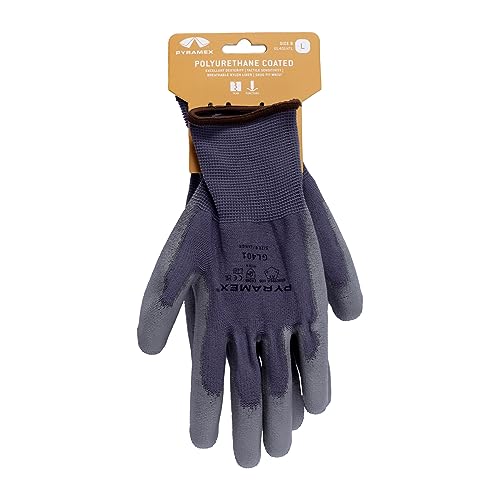 PYRAMEX GL401HT Series Polyurethane Safety Gloves With Retail Hang Tag Size Extra Small - size: X-Small