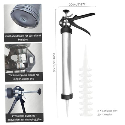 Caulking Tool Gun, 20 Oz Sausage Caulking Guns, Soft and Hard Glue Gun with 10 Nozzles Adhesive Sealant Tool Kit Guns Household Tools, Caulk