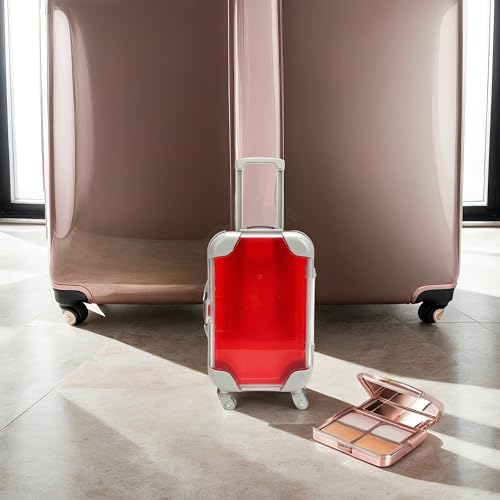 False Eyelash Storage Box, Portable Travel Organizer Mini Luggage False Eyelash Tray Makeup Tool (RED) - color: RED