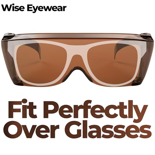 Cover-Ups Black Fit Over Sunglasses - Wrap Around Sunglasses - People Who Wear Prescription Glasses in the Sun - color: Brown