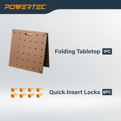 POWERTEC Arachni-Flex 24" x 48" Foldable Workbench Tabletop - Portable Work Surface with Pre-drilled Dog Holes & Quick-Insert Locks for Arachni Flex Collapsible Workstand Ideal for Woodworking (71932) - style: Tabletop - Dog Hole