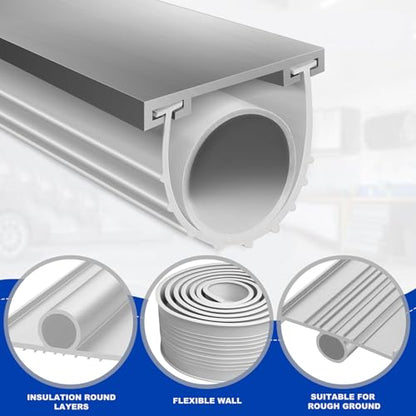 DGSL Garage Door Seals Bottom Rubber，Weather Stripping Sealing Strip Replacement, Universal Weatherproof Threshold Buffering (Grey, 16Ft) - color: Grey-Aluminum Track, size: 16 Ft