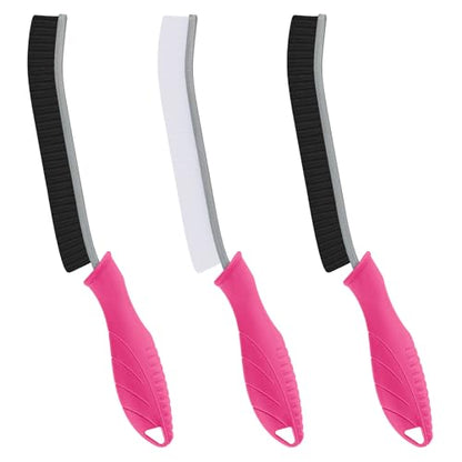 FOOGWEE Hard Bristle Crevice Cleaning Brush - Cleaning Supplies - Grout Cleaning Brushes for Household Use - Crevice Cleaning Tool for Bathroom, Home and Kitchen (3, Rose) - color: Rose