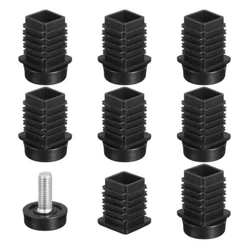 UXCELL 8 Set Black Plastic Round Furniture Leg Levelers, M8x22x22mm, 22mm Hole, Modern Style, Heavy Furniture, Indoor Use, All Floor Types - size: M8x22x22mm