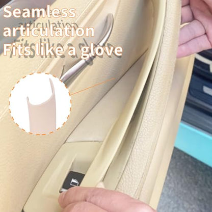 7pcs No-Remove Interior Door Pull Handle Sticky Cover for BMW 5 Series F10/F11 520,523,525,528,530,535 (2010-2016) Fits Driver & Passenger Side Window Switch Armrest Panel (Beige) - color: Beige