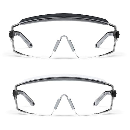 Anti Fog Safety Glasses Safety Goggles Over Glasses Protective Glasses with Anti Scratch Lenses Adjustable - color: 2 Pack (Black + Grey)