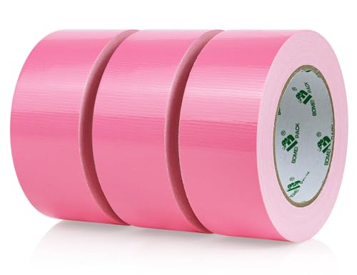BOMEI PACK Pink Duct Tape, 3Rolls Heavy Duty Strong Industrial Color Duct Tape 9mil x 1.88inch x 30yds for Packing and Repairing - color: Pink, size: 3Rolls (1.88inch x 30yds)