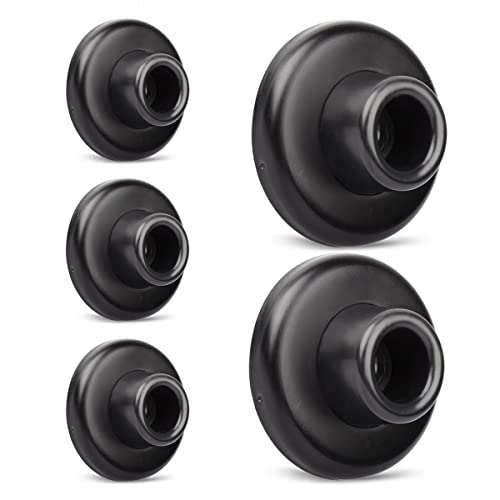 5 Pack Concave Wall Door Bumper Stop Black – 2-1/2” Outside Diameter Stainless Steel Cover with 1-1/8” Black Rubber Bumper – Easy to Install with Screw - color: Concave-Black, size: 5 Pack