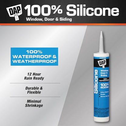 DAP 08643 9.8-Ounce 100% Silicone Window, Door and Siding Sealant, Aluminum