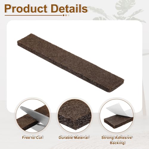 uxcell Felt Strips with Adhesive Backing, 10 Pcs 1" x 6" x 0.2" Anti Scratch Furniture Felt Tapes Self-Stick Pads for Protecting Hardwood Floor, Brown - color: Brown