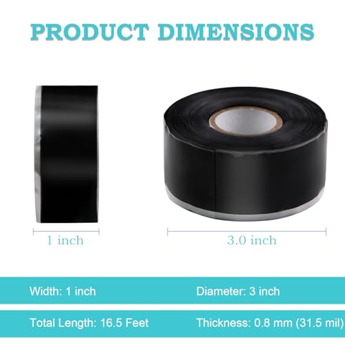 Waterproof Silicone Tape 1 in x 16.5 Ft Extra Strong Waterproof Rubber Leak Proof Sealing Tape Silicone Rubber Self-amalgamating Tapes for Emergency Pipeline Repair Cable Bandage Tool Fixing - size: 1 Roll - 16.5 ft - 31.5 mil Thickness