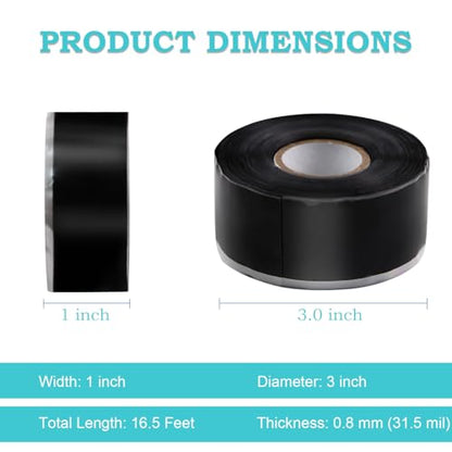 Waterproof Silicone Tape 1 in x 16.5 Ft Extra Strong Waterproof Rubber Leak Proof Sealing Tape Silicone Rubber Self-amalgamating Tapes for Emergency Pipeline Repair Cable Bandage Tool Fixing - size: 1 Roll - 16.5 ft - 31.5 mil Thickness