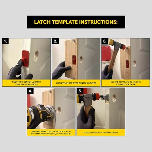 Big Horn 70156 'A' Latch & Strike Template Kit – Bamboo Router Jig for Door Latch and Strike Plate Installation, 1" × 2-1/4" Finish Size
