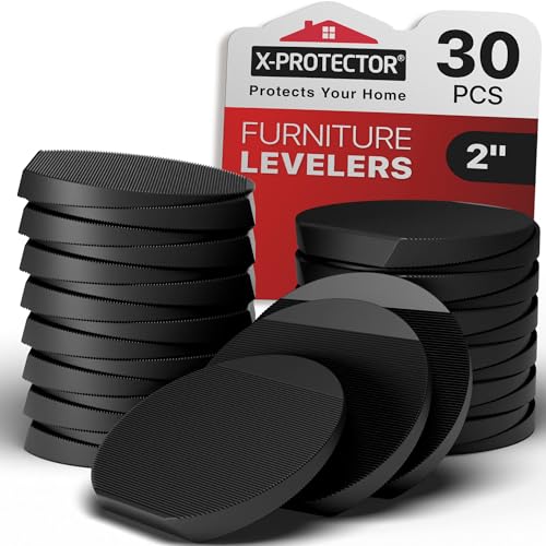 X-Protector Furniture Levelers - 30 PCS 2" - Black Rubber Shims for Leveling - Multi-Purpose Furniture Leveling Feet to Prevent Wobbling - Good for All Kinds of Objects! - size: 30 Pack, Black