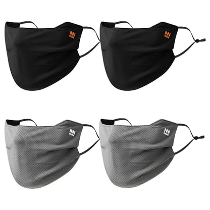 Summer UV Face Mask Breathable Washable Sun Protection Face Shield for Cycling Running Riding Hiking - color: 2 Black+ 2 Dark Grey
