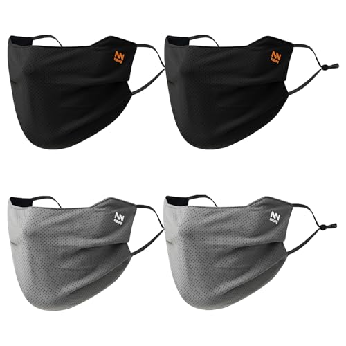 Summer UV Face Mask Breathable Washable Sun Protection Face Shield for Cycling Running Riding Hiking - color: 2 Black+ 2 Dark Grey