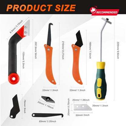 23 Pack Grout Removal Tool Kit, 2 Tile Grout Saws with 6 Extra Blades, 2 Hand Grout Saw with 5 Cleaning Sawtooth Blades, Hook Knife, for Bath Shower Floor Tile Grout Cleaning Caulk Remover