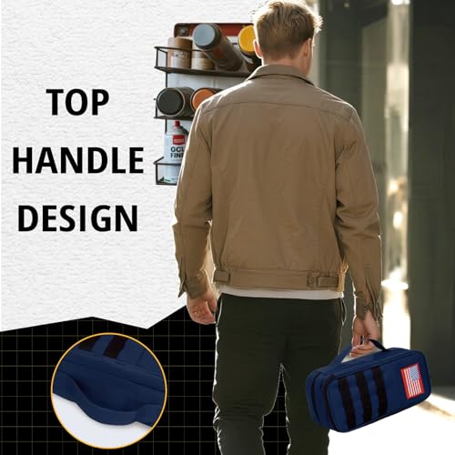 Tactical Tool Bag for Men,Wide Mouth Tool Pouch with Water-Resistant, Multi-purpose Range Bags with Zipper Handle,Heavy Duty Small Tool box organizer for Repairman, Carpenters, Handyman - color: Blue