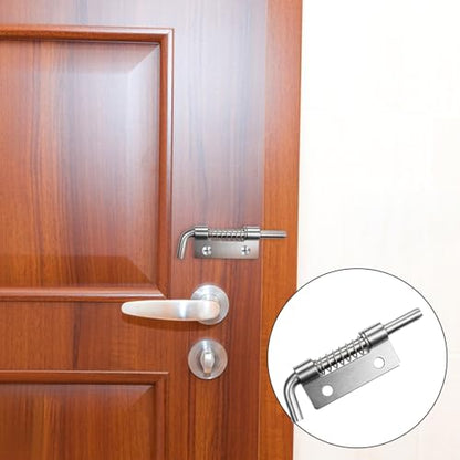 4 Pcs Stainless Steel Flat Pin Hinge Spring Latch, Heavy Duty Sliding Door Lock, Spring Loaded Latch Pin, Movable Spring-Bolt Hinge, Barrel Bolt Latches for Door, Cabinets, Trailer, Chests