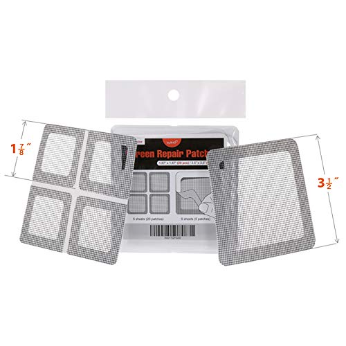 by.RHO Window and Door Screen Repair Patch kit. 25 Patches, (1⅞" x 1⅞" x 20pcs) (3½" x 3½" x 5pcs) - color: Small+medium / Gray