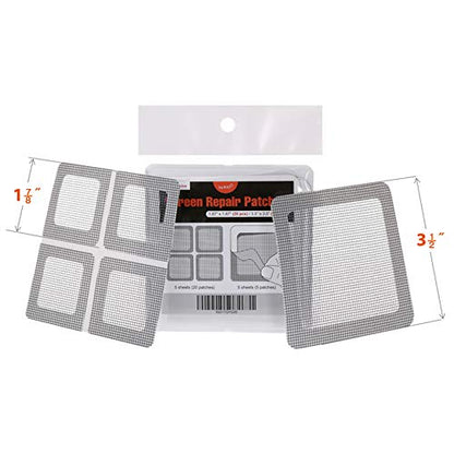 by.RHO Window and Door Screen Repair Patch kit. 25 Patches, Black (1⅞" x 1⅞" x 20pcs) (3½" x 3½" x 5pcs) - color: Small+Medium / Black