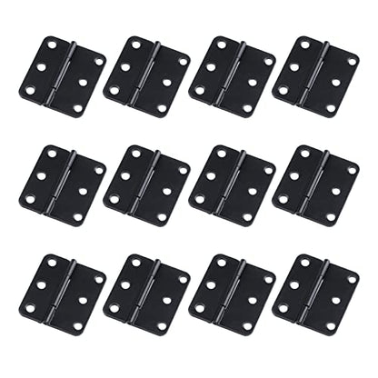 Antrader Door Hinges, 12-Pack Cabinet Gate Closet Folding Hinge, 1-1/2'' Long Home Furniture Hardware, Flat Black - color: Black, size: 1.5" x 1.3", 12pcs
