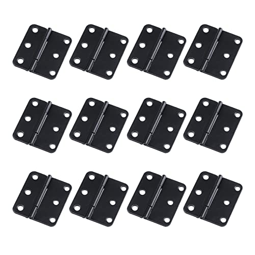 Antrader Door Hinges, 12-Pack Cabinet Gate Closet Folding Hinge, 1-1/2'' Long Home Furniture Hardware, Flat Black - color: Black, size: 1.5" x 1.3", 12pcs