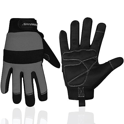 SAWANS Safety Work Gloves Gardening Working Gloves Mens Women Mechanic Construction Utility Flexible Padded Palm Protection - size: Medium