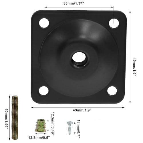 12 Degree Angled Leg Mounting Plates Kit, M8 Thread Furniture Sofa Legs Attachment Plates T-Plate for Repairing Damaged Sofa Couch Seats, with Hanger Bolts, Screws (Black, Set of 4) - color: Black, size: 5/16" (M8) -12 Degree