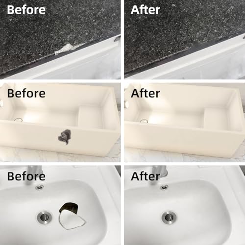 Tub and Fiberglass Shower Repair Kit White, 3.7oz Porcelain Tile Repair Kit, Porcelain Sink and Acrylic Bathtub Repair Kit for Cracks Chips Dents Holes Almond/Biscuit/Bone