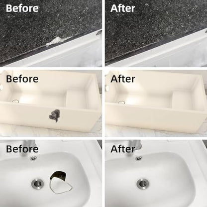 Tub and Fiberglass Shower Repair Kit White, 3.7oz Porcelain Tile Repair Kit, Porcelain Sink and Acrylic Bathtub Repair Kit for Cracks Chips Dents Holes Almond/Biscuit/Bone