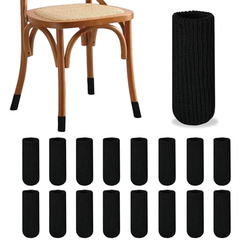 16 PCs Small Furniture Leg Socks - High Elastic Knitted Chair Leg Floor Protectors, Black Thickening Chair Leg Covers Set, Move Easily and Reduce Noise - color: Black, size: 16pcs Small