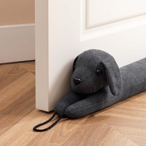 habibee Door Draft Stopper for Bottom of Doors, Avoid Noise, Light, Cold Air and Bugs, Cute Animal Wind Blocker for Window, Decorative Sound Proofing for Home Essentials, 32 inch, Grey Dog - color: Grey Dog, size: 32 inch